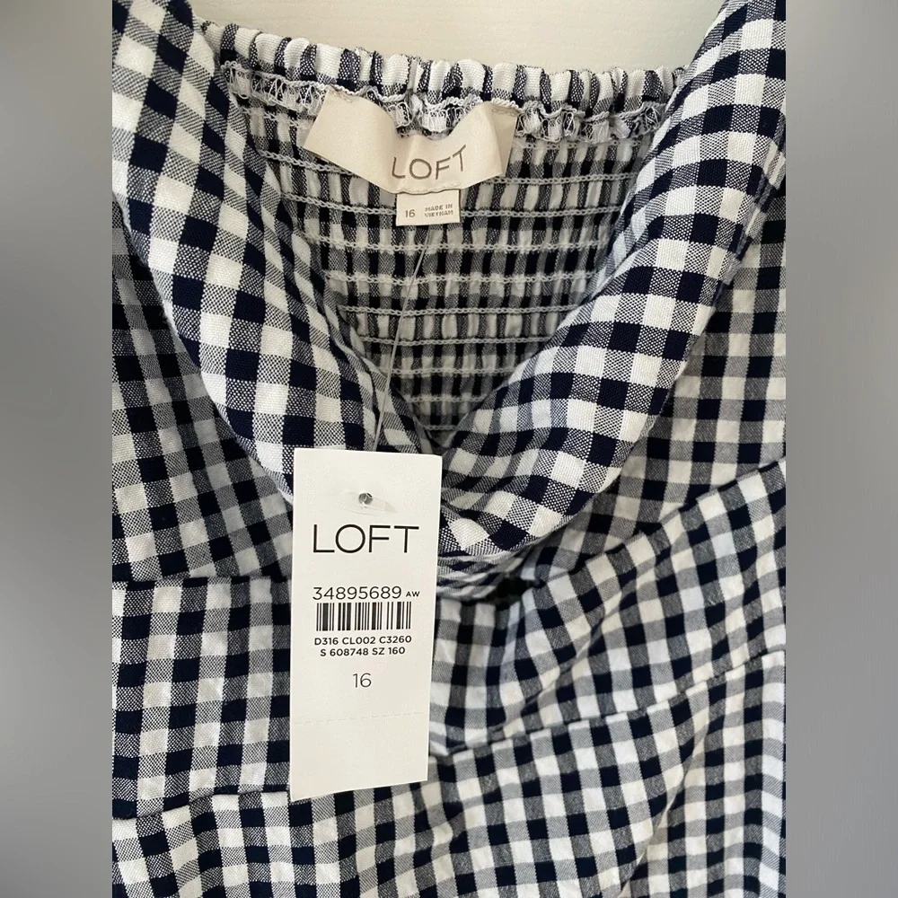 NWT Loft Gingham Twist Cutout Cami Dress Size 16 - Picture 5 of 5